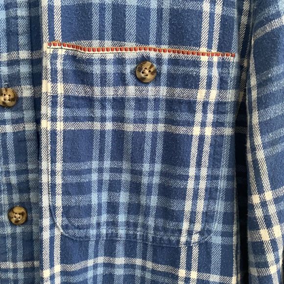 Boston Traders Plaid Flannel Shirt Sz. Small Button Front Down Blue White - Picture 3 of 9